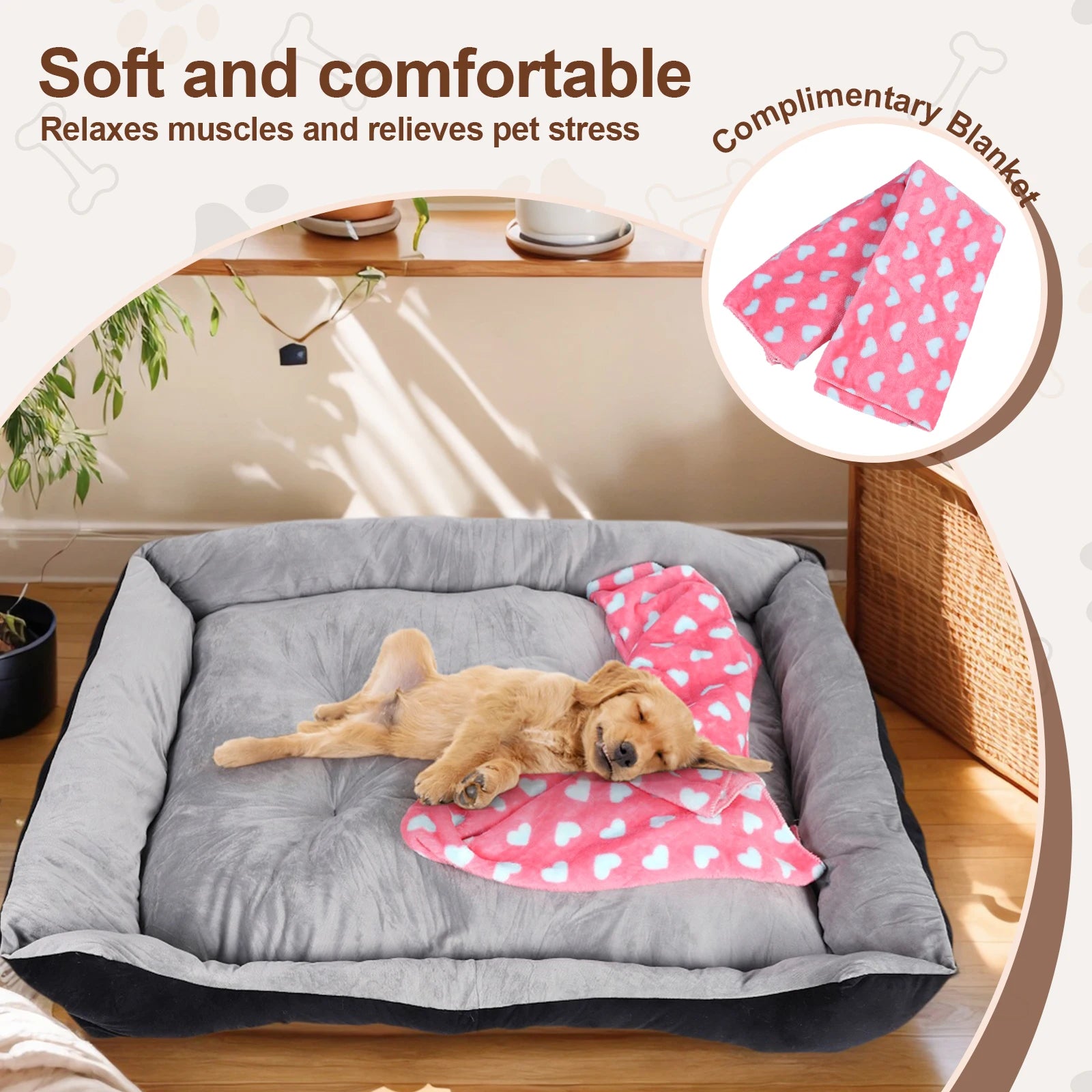 Cozy Square Nest Pet Kennel with Pillow & Blanket for Small Dogs