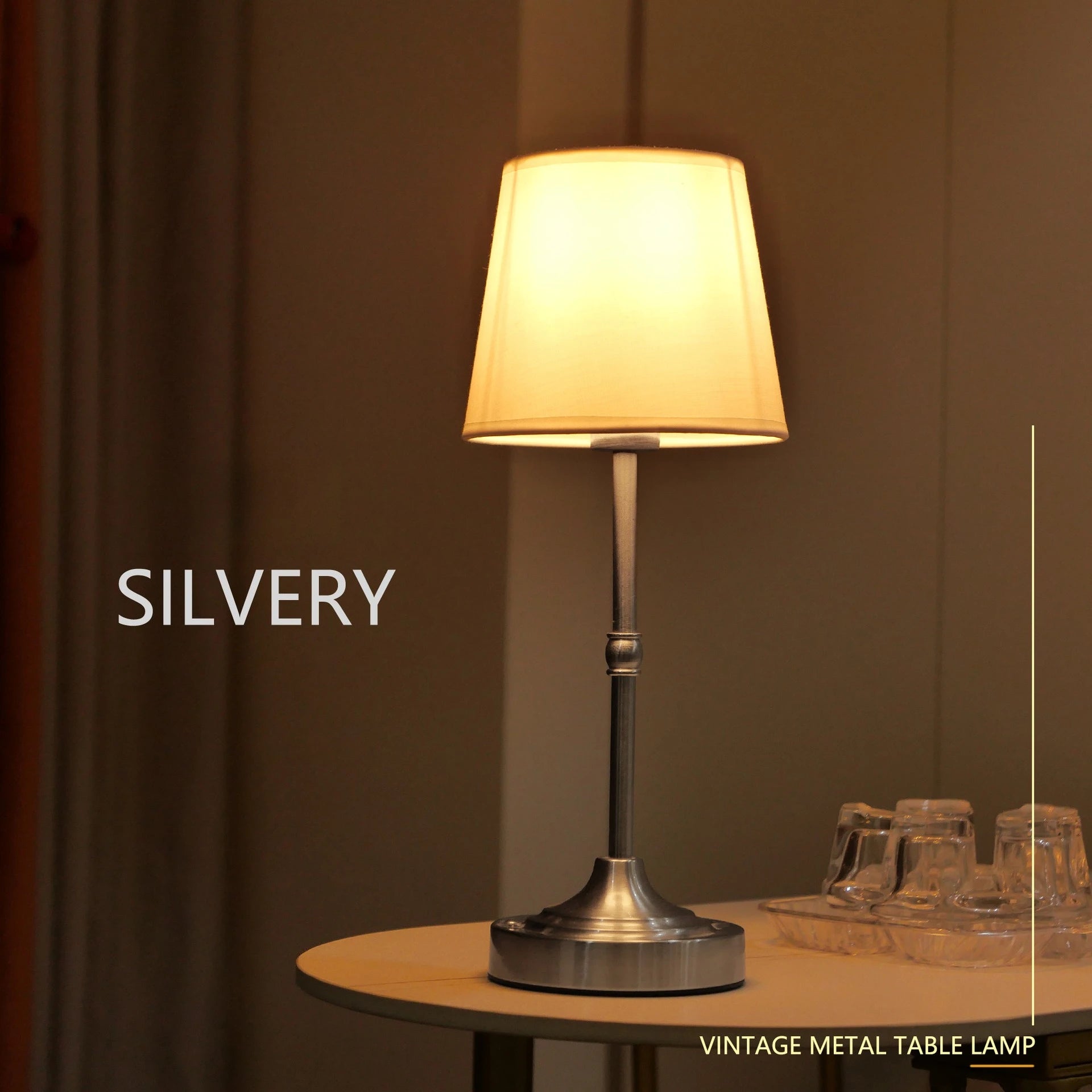 Modern Luxury Fabric Table Lamp - Dimmable & Rechargeable LED