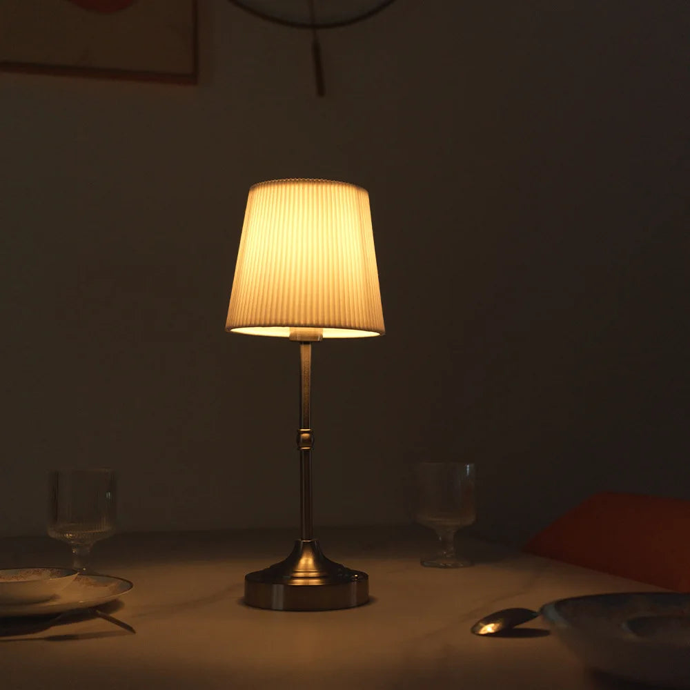 Stylish LED Gold Table Lamp with Fabric Shade for Home & Office
