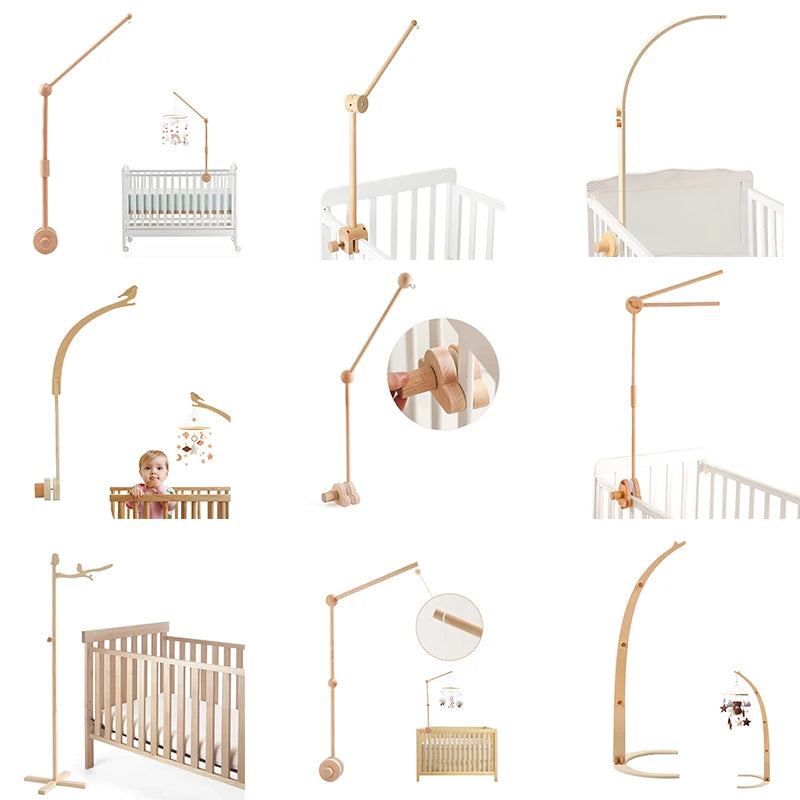Wooden Baby Mobile Rattle Toy for Newborns - 0-12 Months