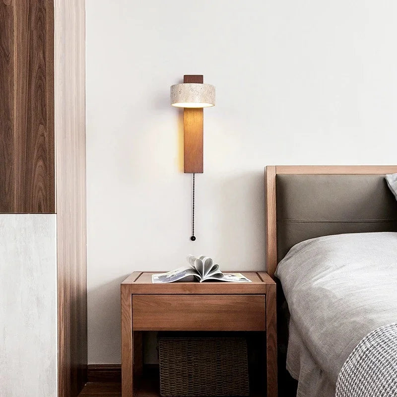 Modern Stone Wall Lamp with Rotatable LED and Pull Switch
