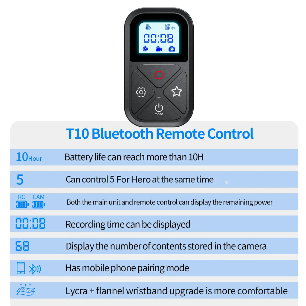 TELESIN Bluetooth Remote Control - 80M Range for GoPro & Smartphones