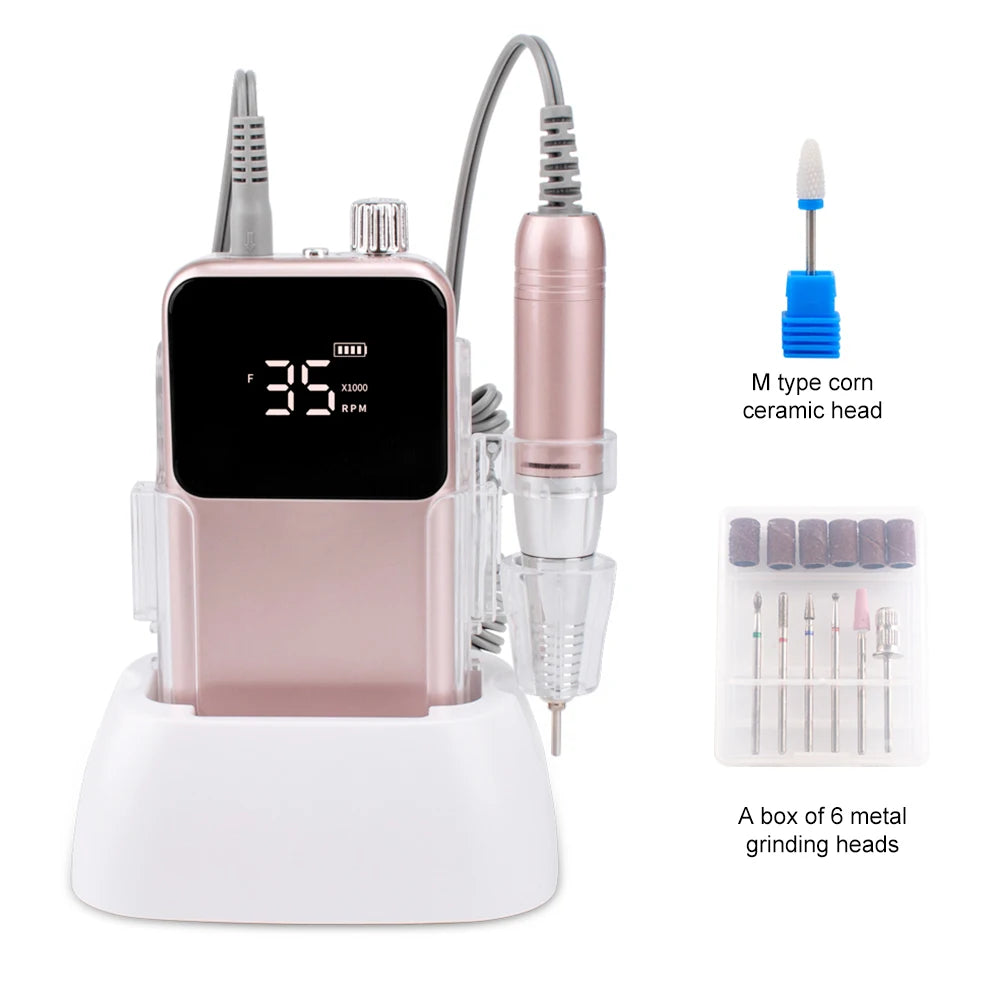 SIMINAIL Rechargeable Nail Drill - 35,000 RPM Electric File Machine