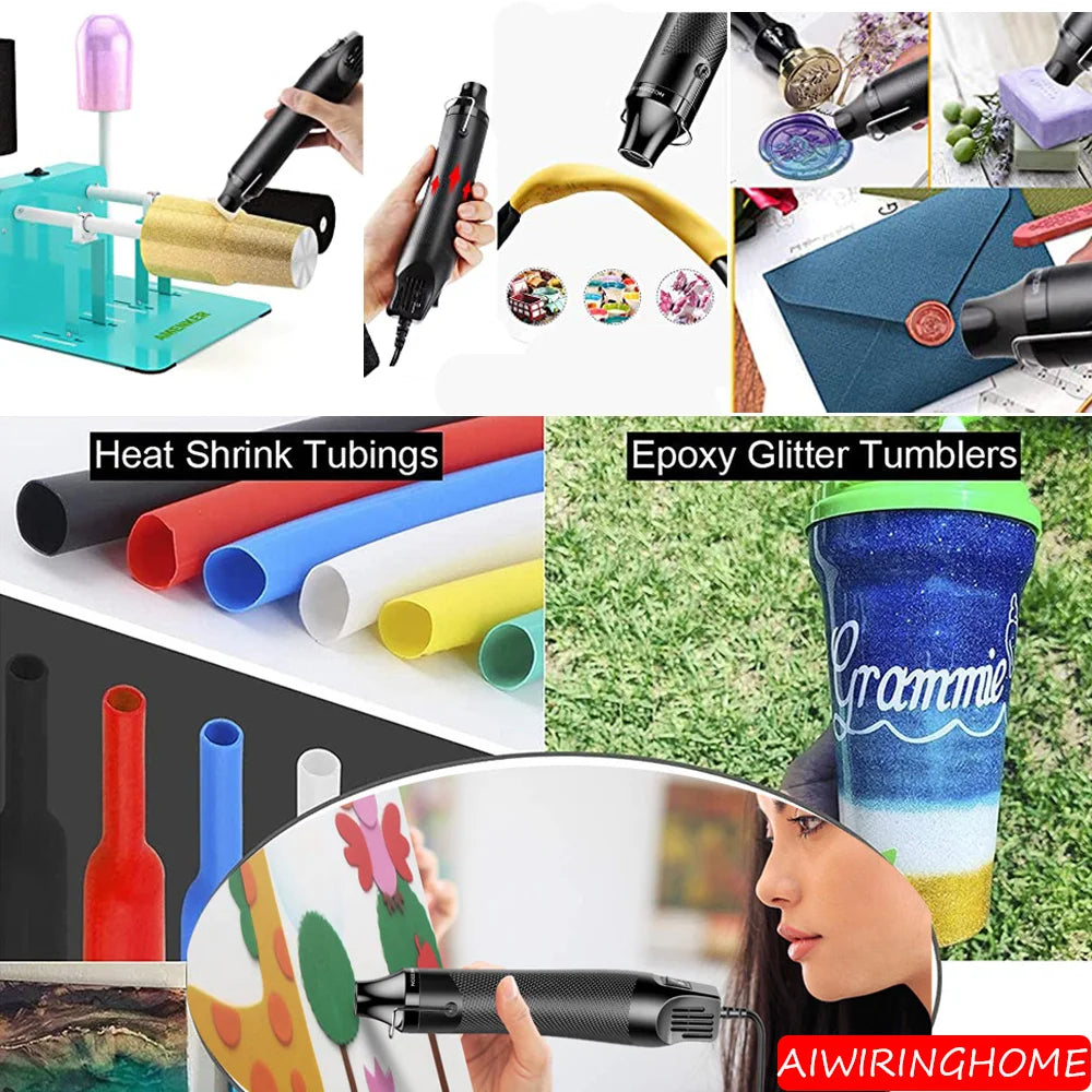 300W Mini Heat Gun with 300PCS Heat Shrink Butt Connectors for Crafts