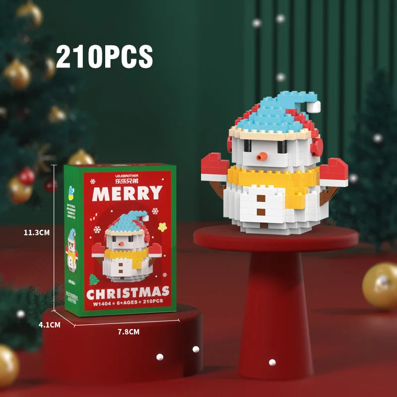 Festive Micro Building Block Set: Santa, Snowman & Christmas Tree