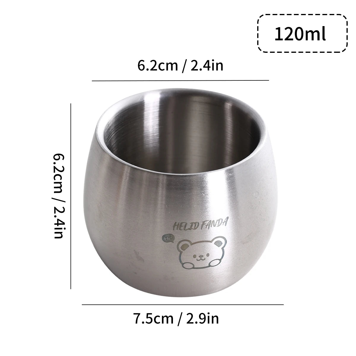 Double-Layer Cute Metal Coffee Cup for Kids - 120ml Stainless Steel