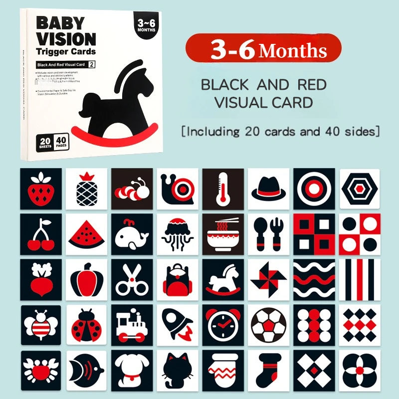 Montessori Baby Vision Cards - High Contrast Flash Cards for 0-12 Months