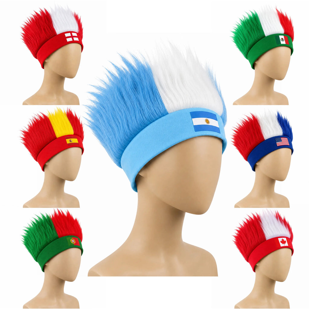Ultimate World Cup Fan Wig - Vibrant National Flag Colors