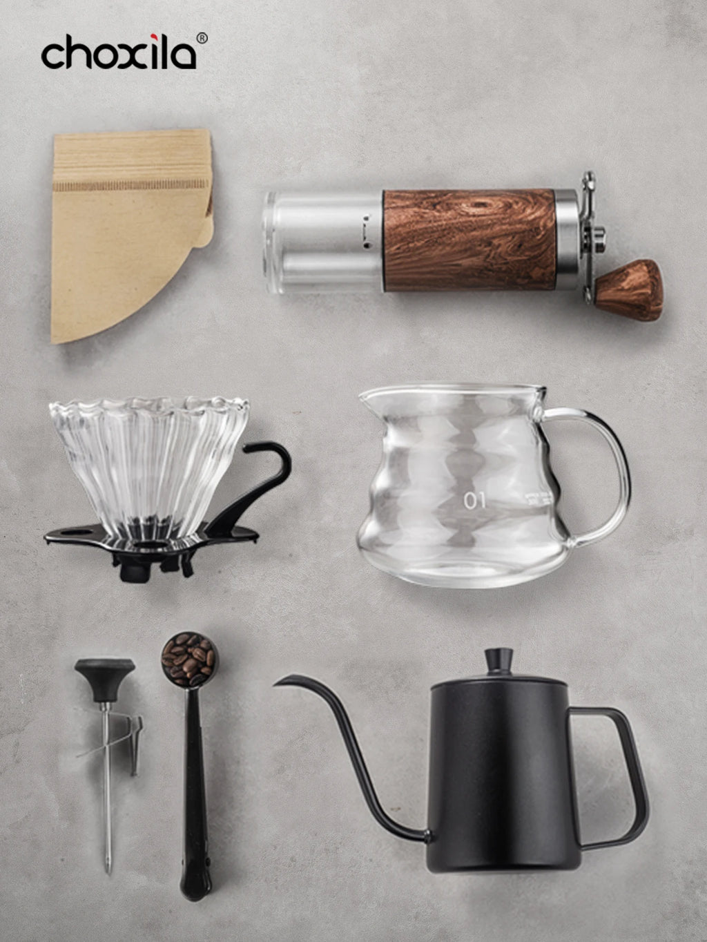 Choxila Portable Pour Over Coffee Maker Set - Travel Coffee Kit