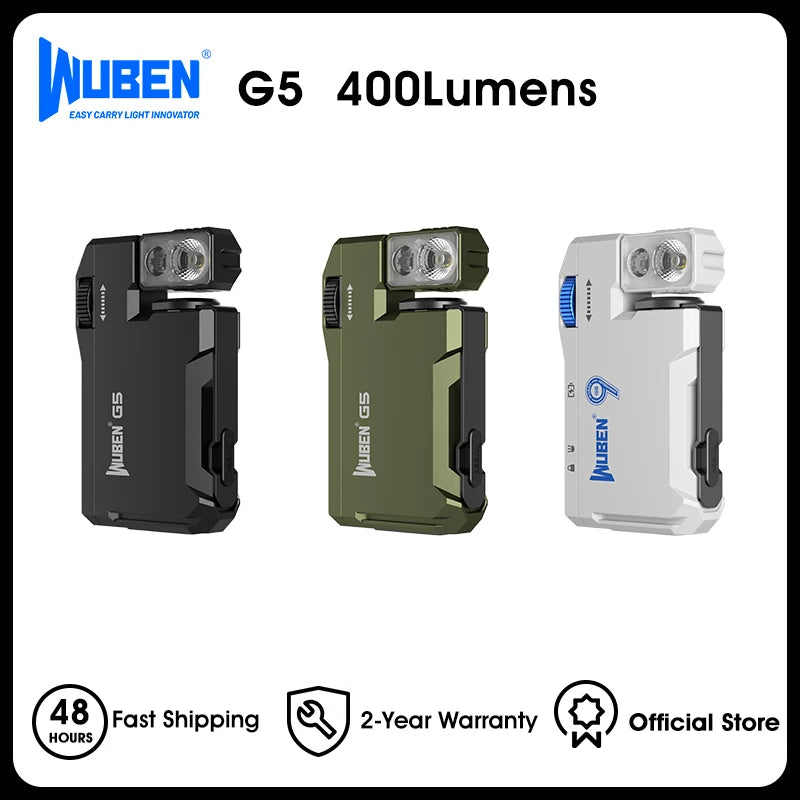 WUBEN G5 Rechargeable 400 Lumens EDC Flashlight with RGB Light