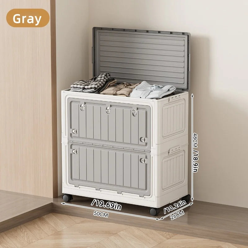 Foldable Storage Bin with Wheels - Space-Saving Organizer for Clothes & Toys