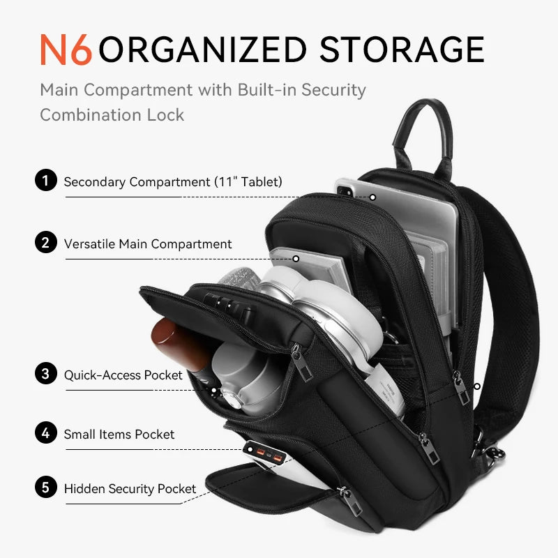 ReeYee N6 Sling Chest Bag - Secure Crossbody with Smart Storage
