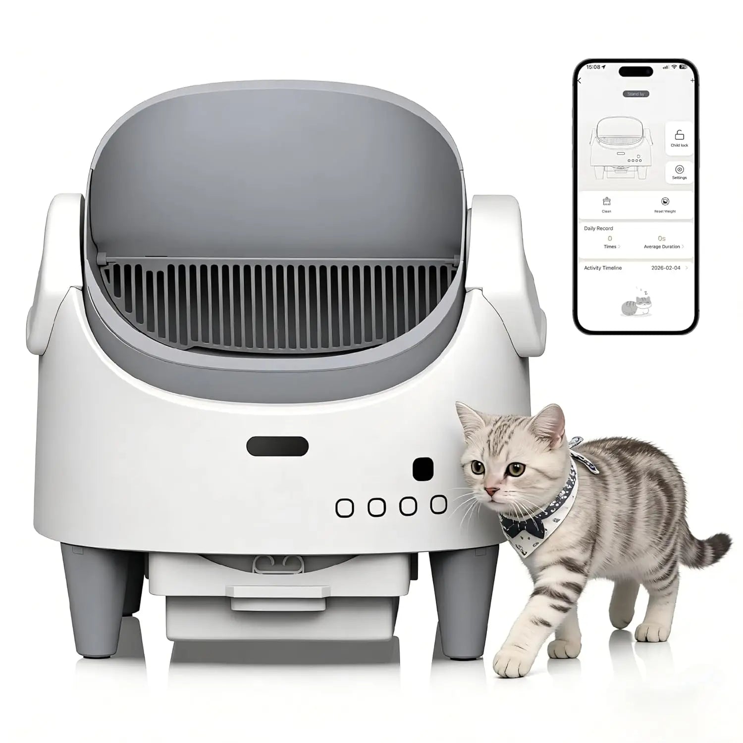 Automatic Self-Cleaning Cat Litter Box with Smart App Control