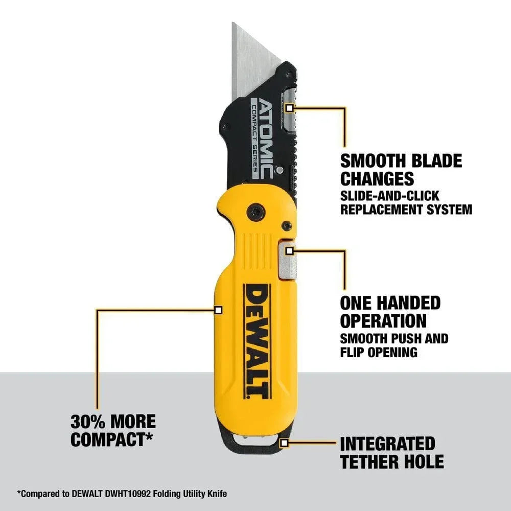DEWALT Atomic Compact Folding Utility Knife - One-Handed Operation