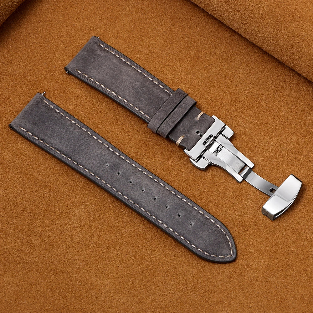 Luxurious Leather Watchband for Seiko & Omega - Butterfly Buckle 14-22mm