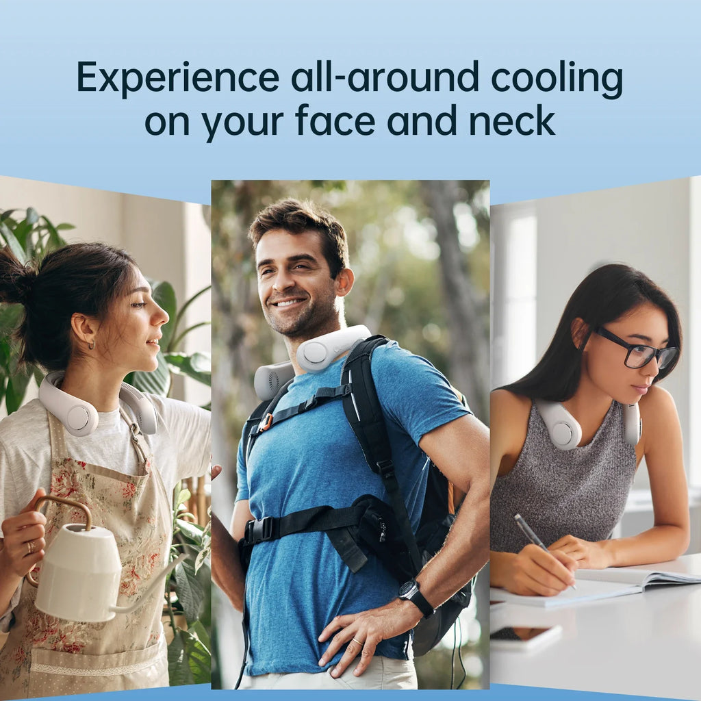 JISULIFE Portable Neck Fan - 5000mAh Rechargeable, 5 Speed Cooling