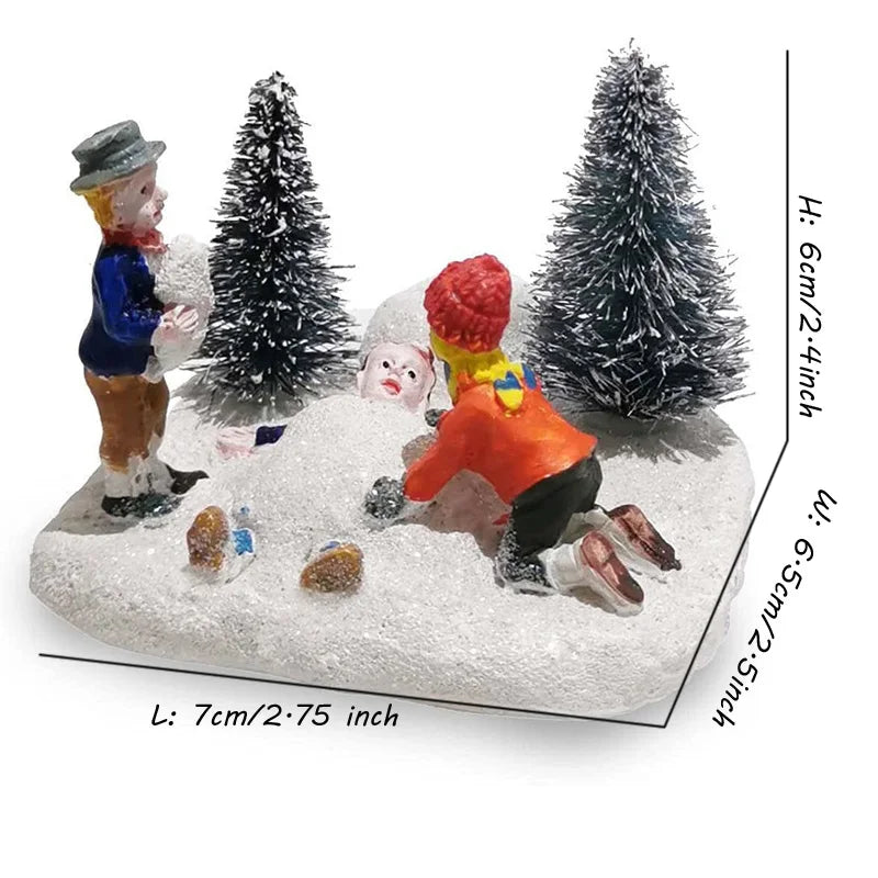 Charming Hand-Painted Kids Playing Christmas Village Figurine