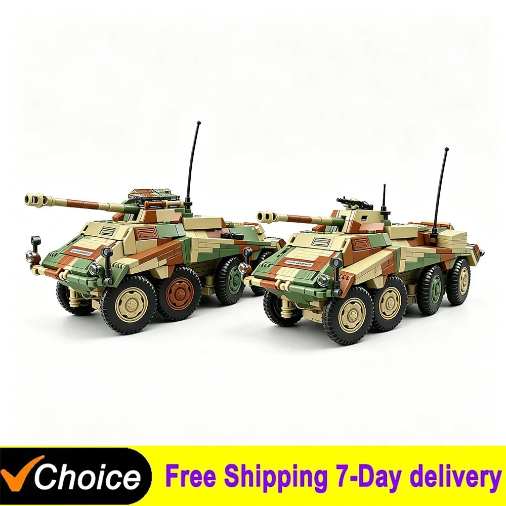 Heavy Armored Building Blocks Vehicle Model for Creative Play