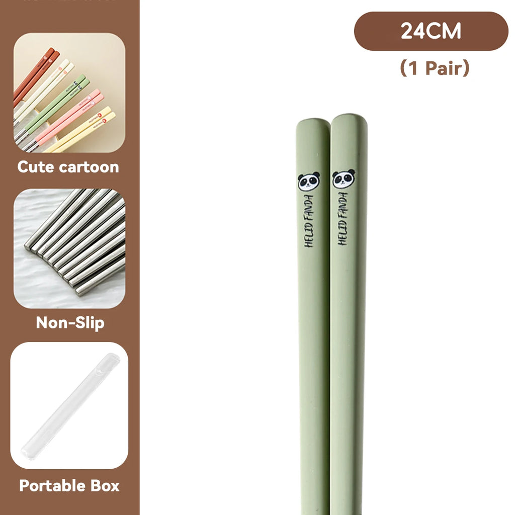Cute Capybara Stainless Steel Chopsticks - Portable & Non-Slip