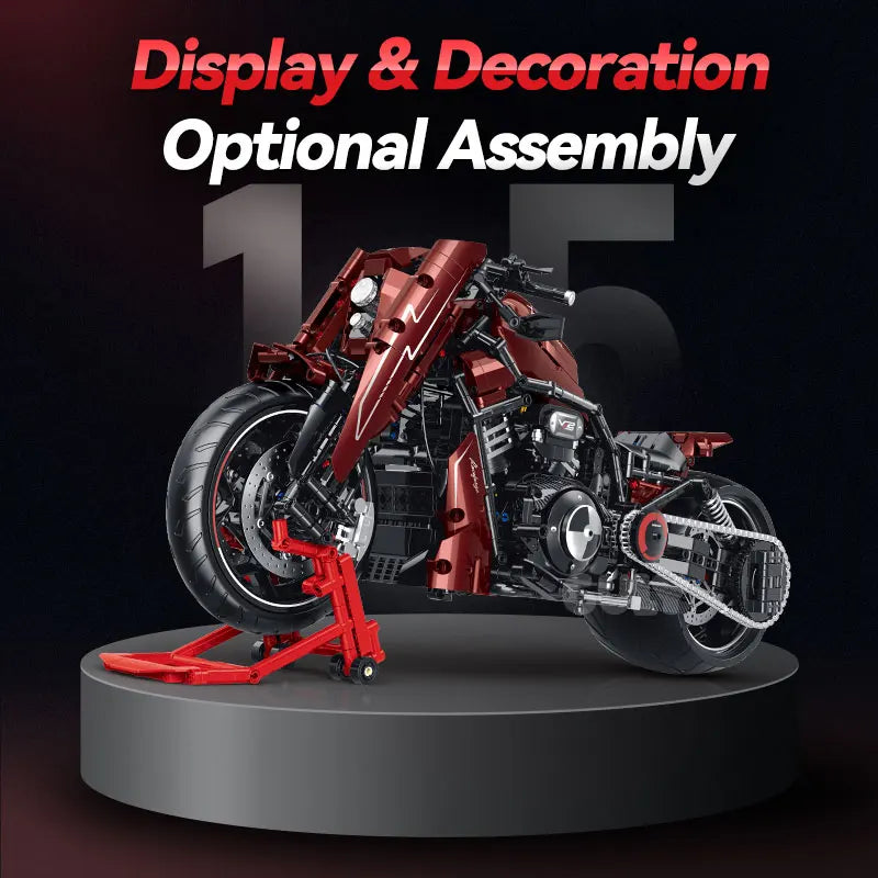 MOULD KING 1:5 Dark Racing Motorcycle Building Block Set for Kids
