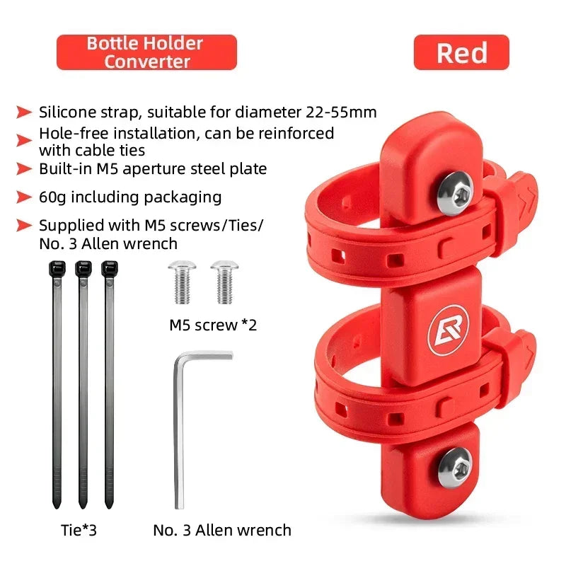 ROCKBROS Universal Bicycle Bottle Cage Adapter - Easy Silicone Mount