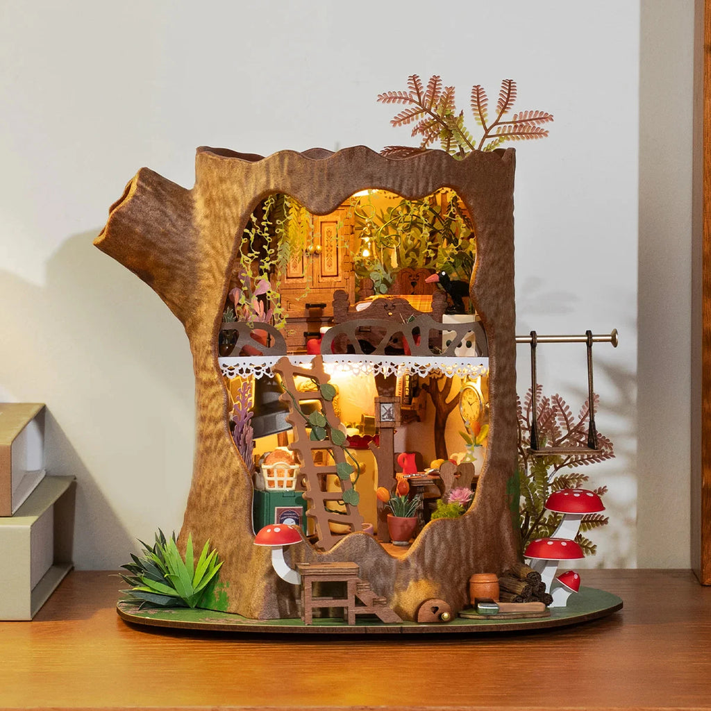 Robotime Fairytale Tree House DIY Miniature Model with LED Lights