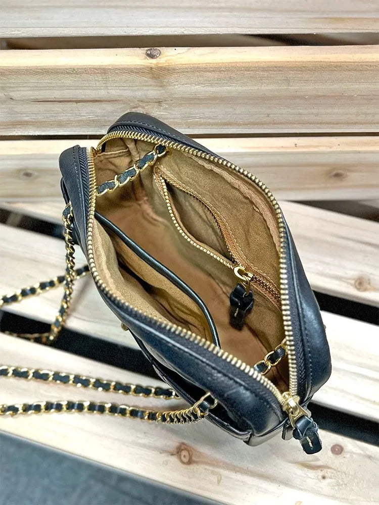 Stylish Y2K Retro Genuine Leather Crossbody Bag for Women