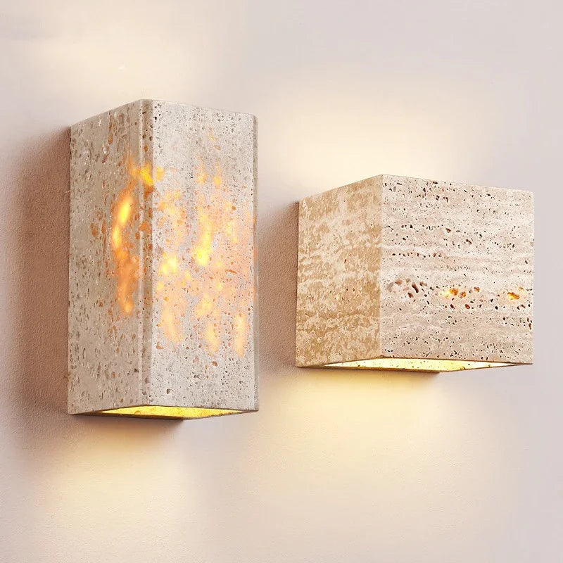 Elegant Wabi Sabi Yellow Marble LED Wall Lamp for Modern Interiors