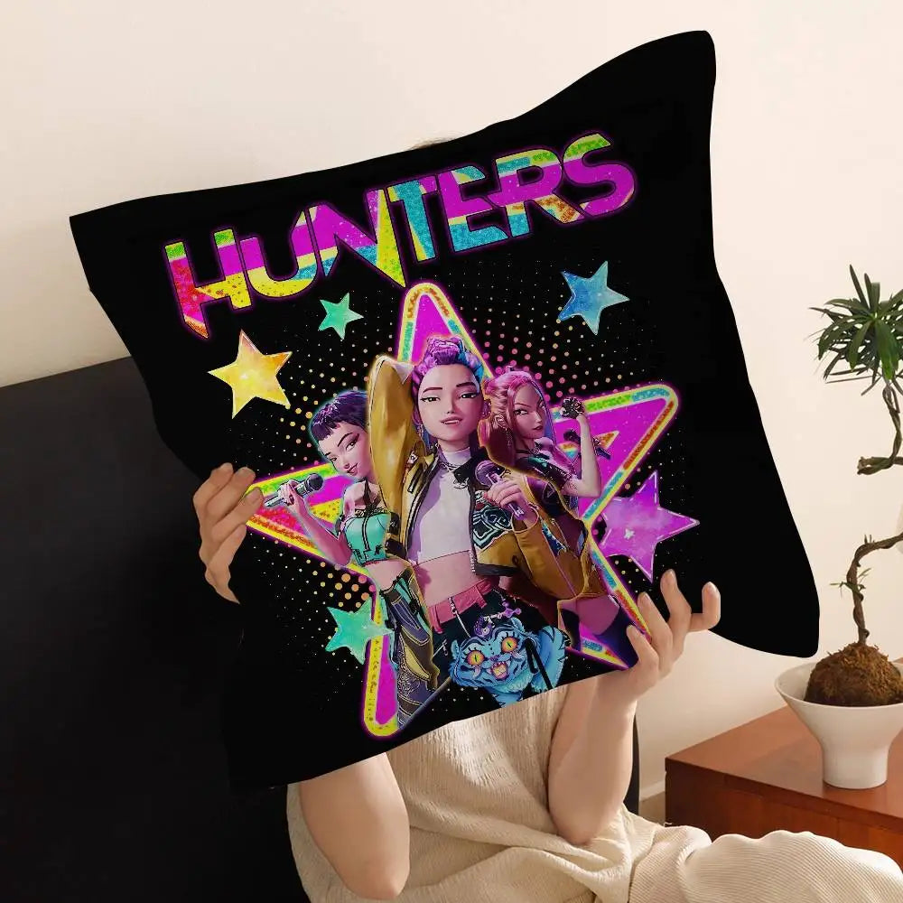 Kop-Cartoon K-Pop Demon Hunters Cushion Cover - Home Decor Pillow
