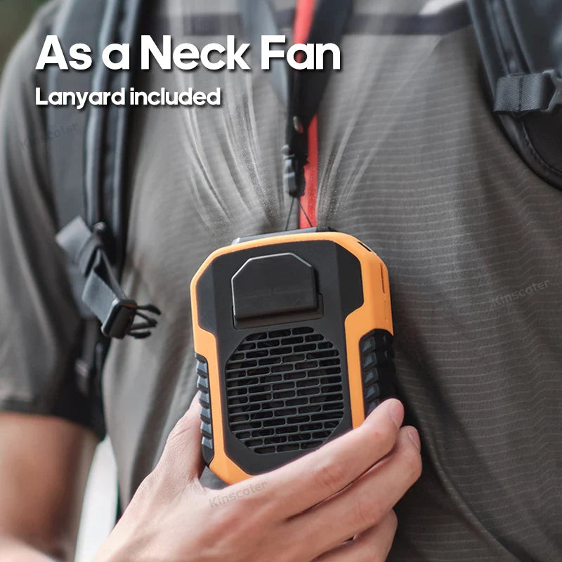 Kinscoter 6000mAh Portable Fan with Power Bank & Lanyard
