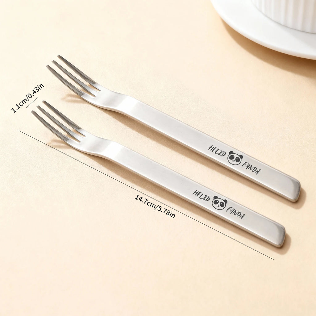 2-in-1 Dual-Purpose Long Handle Fork & Spoon Set - Reusable Stainless Steel