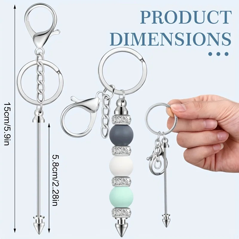 DIY Beaded Keychain Making Kit - 9/18pcs Stainless Steel Supplies