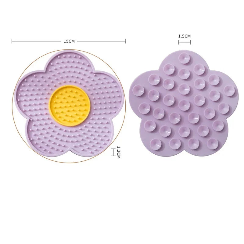 Silicone Pet Licking Mat - Flower-Shaped Slow Feeder with Suction