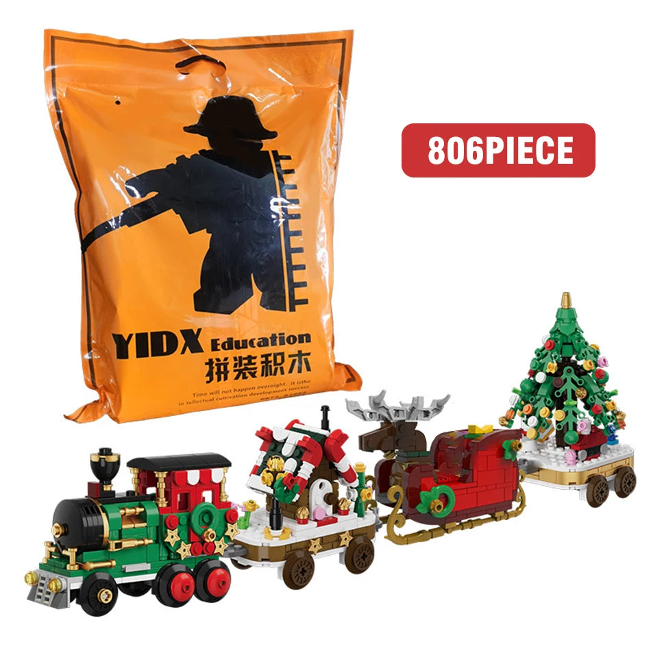 Festive Christmas Micro Brick Set - Santa, Snowman, Reindeer & Tree