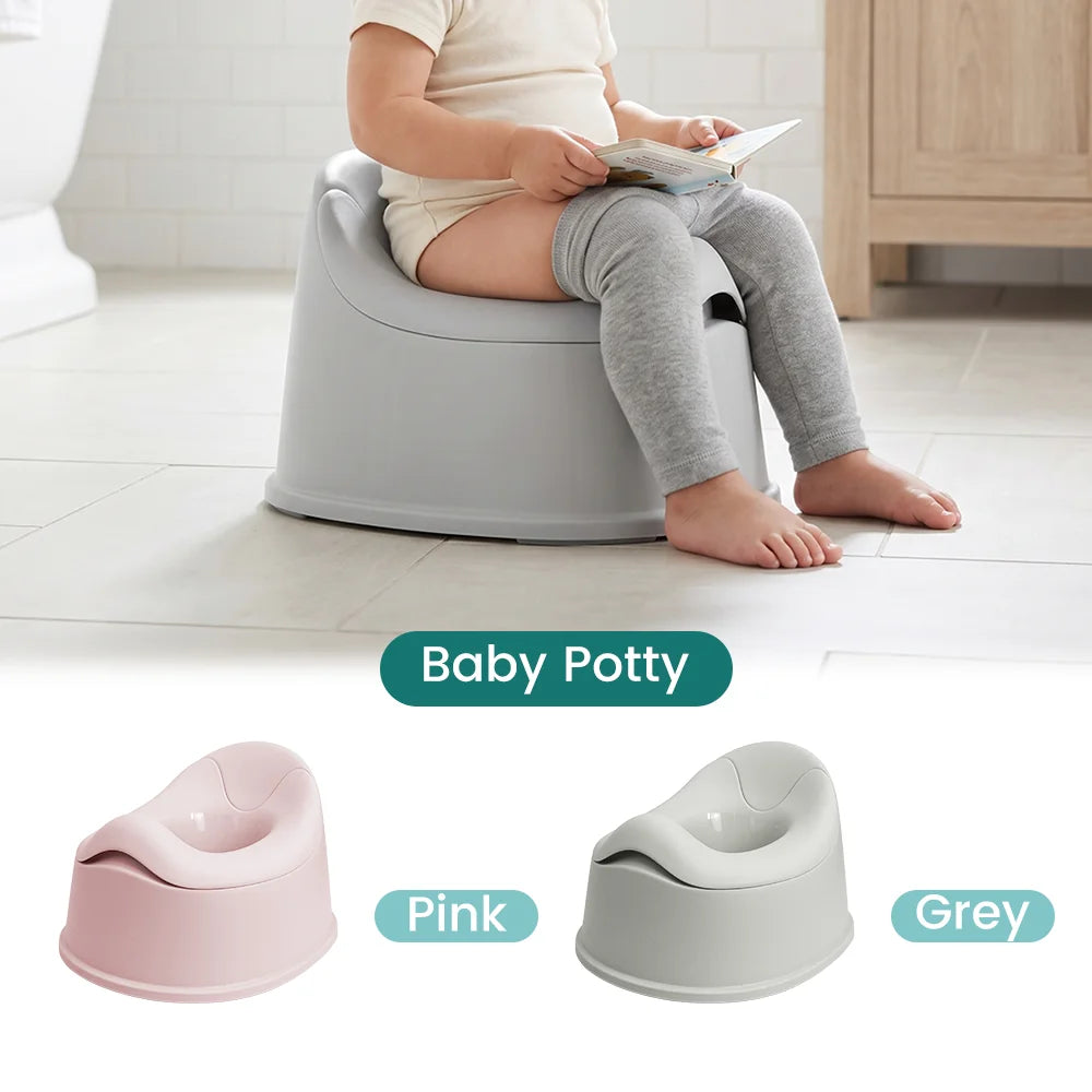 Comfortable Ergonomic Baby Potty Chair - Anti-Slip, Easy Clean, Pink/Grey