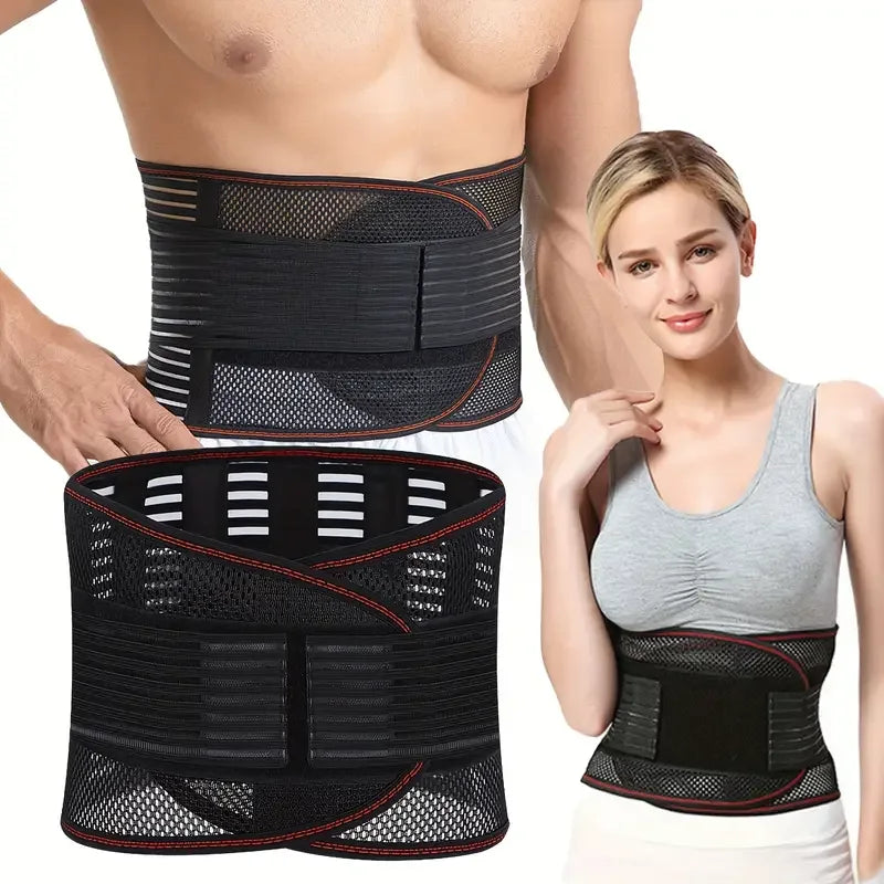 Breathable Lumbar Support Belt - Adjustable Compression Back Brace