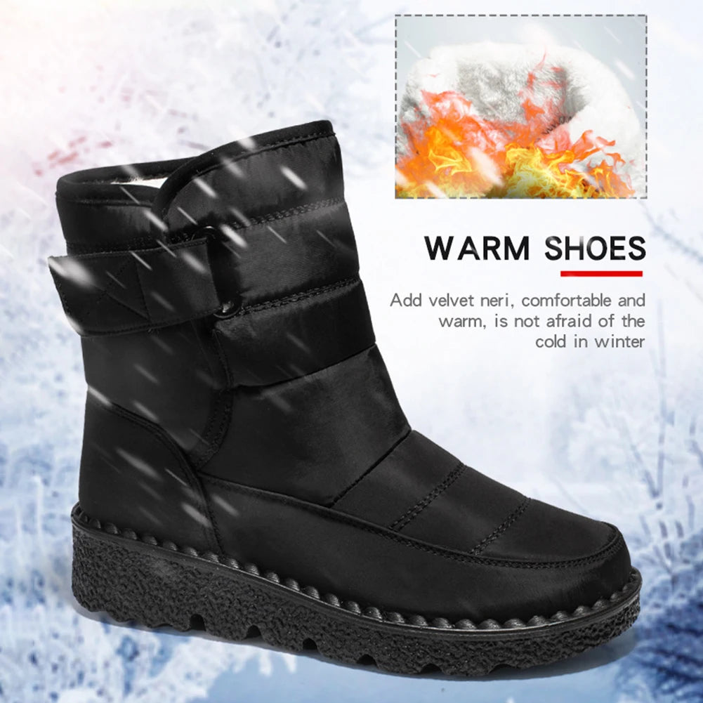 Women's Waterproof Plush Fur Boots - Warm Winter Snow Booties