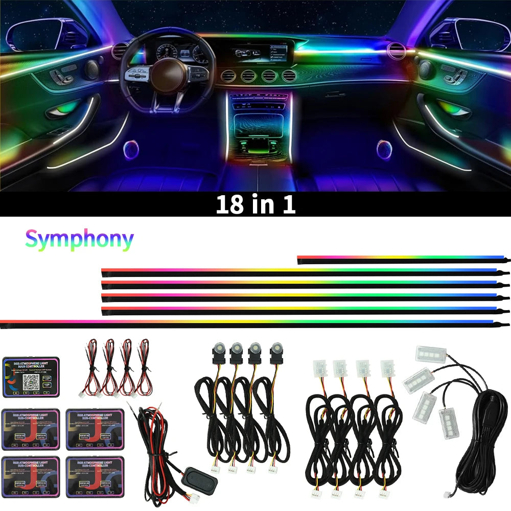 App-Controlled RGB LED Strip Lights for Car Interiors