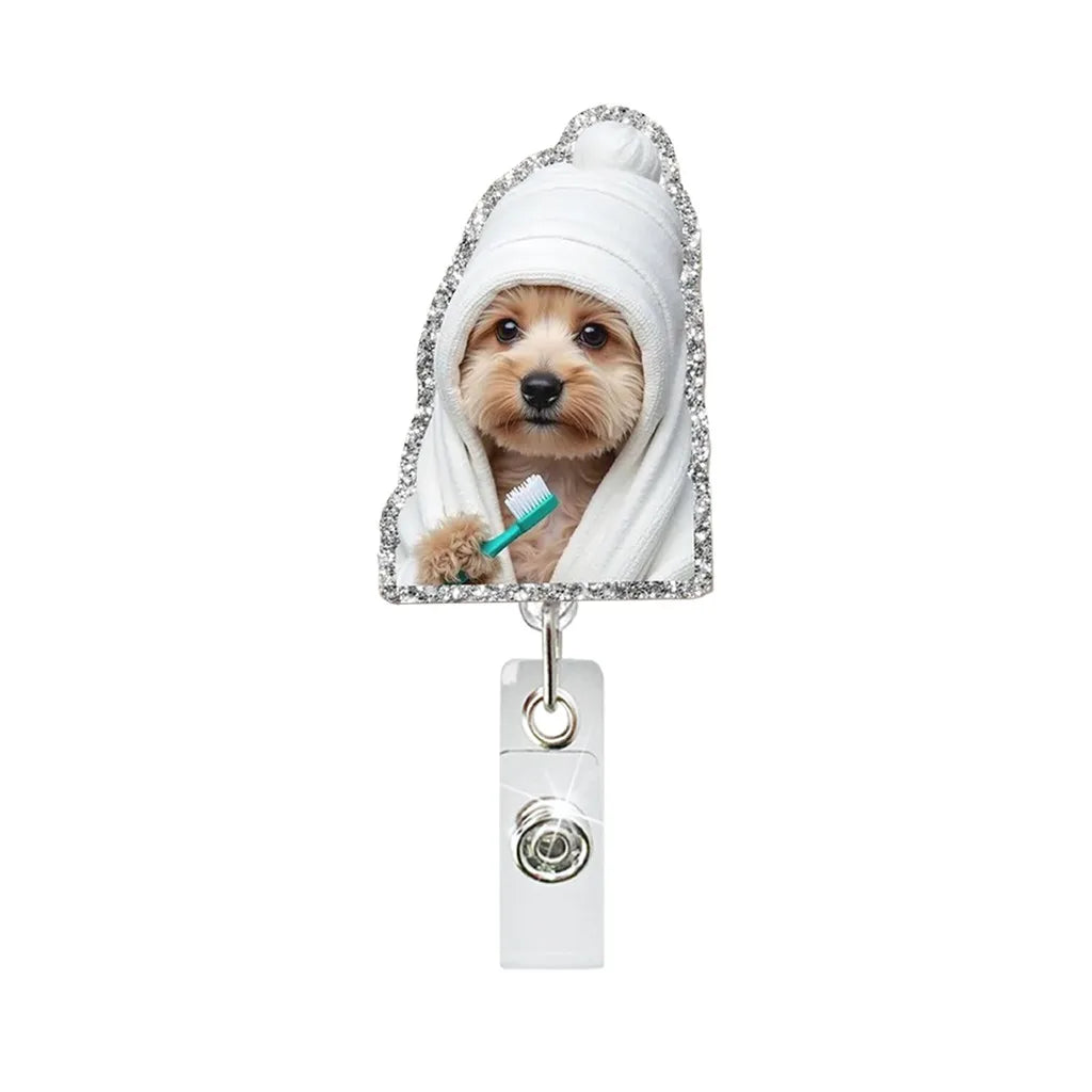 Cute Dog Retractable Badge Holder - Fun & Practical ID Reel