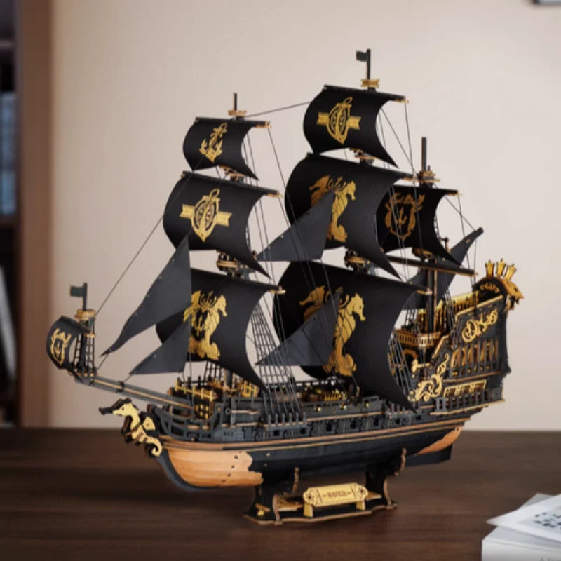 Robotime Seahorse Barque 3D Wooden Puzzle Model Kit for Home Decor