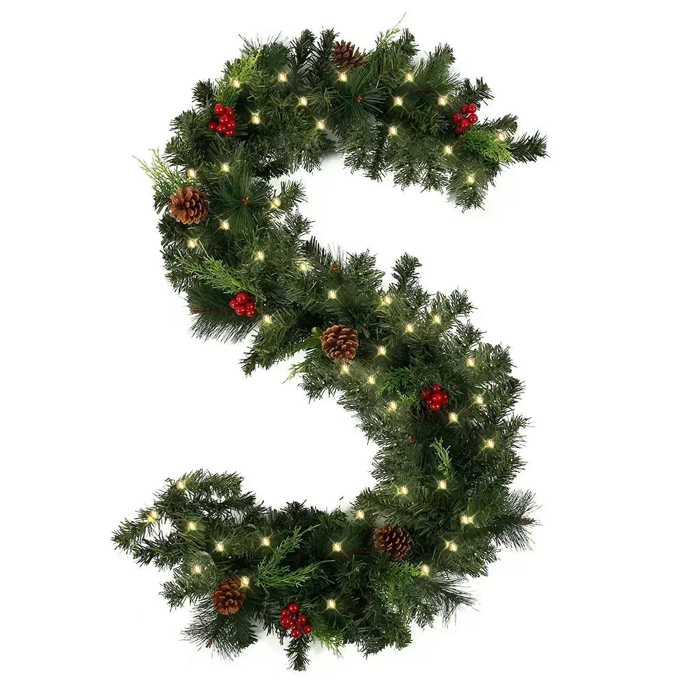 Stunning LED Christmas Garland: Rattan Wreath for Holiday Decor