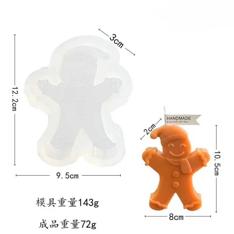 3D Gingerbread Man Silicone Candle Mold for DIY Crafts & Home Decor