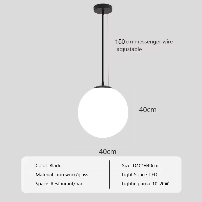 Modern Nordic Glass Ball Pendant Light - Elegant Brass & Black Design