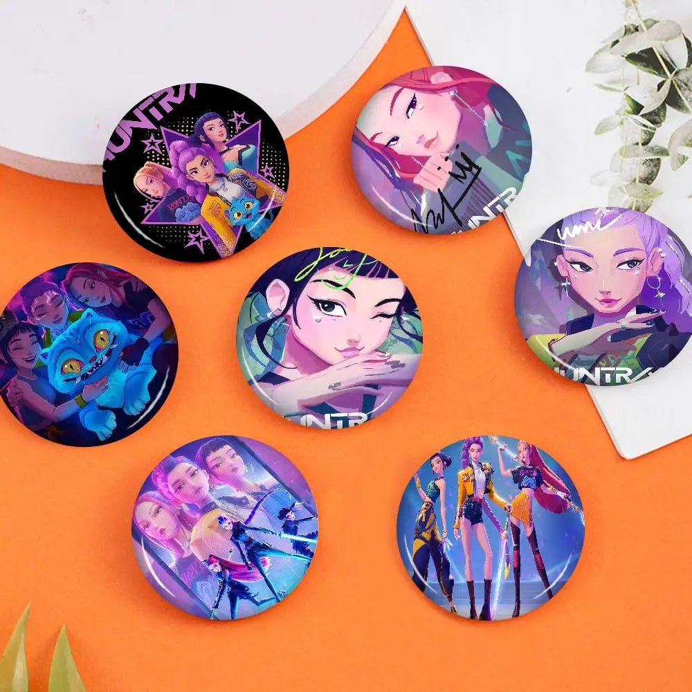 K-Pop Demon Hunters Anime Pin Button | Cute Cartoon Brooch Jewelry