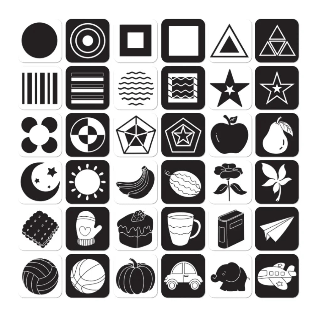 Montessori Visual Stimulation Cards for Baby – High Contrast Learning Toy