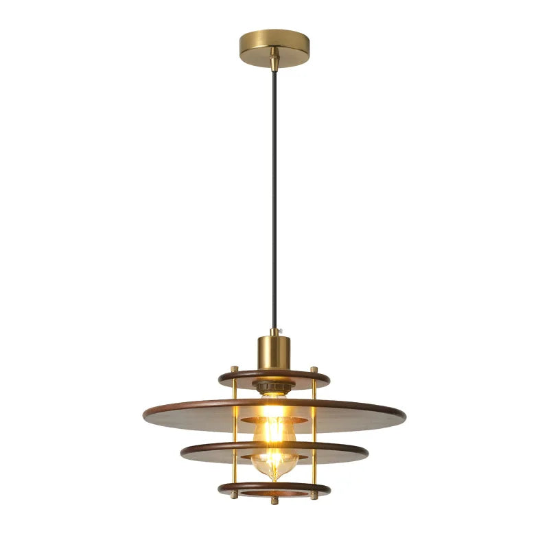Vintage Walnut Wood Pendant Light for Dining & Bar Spaces