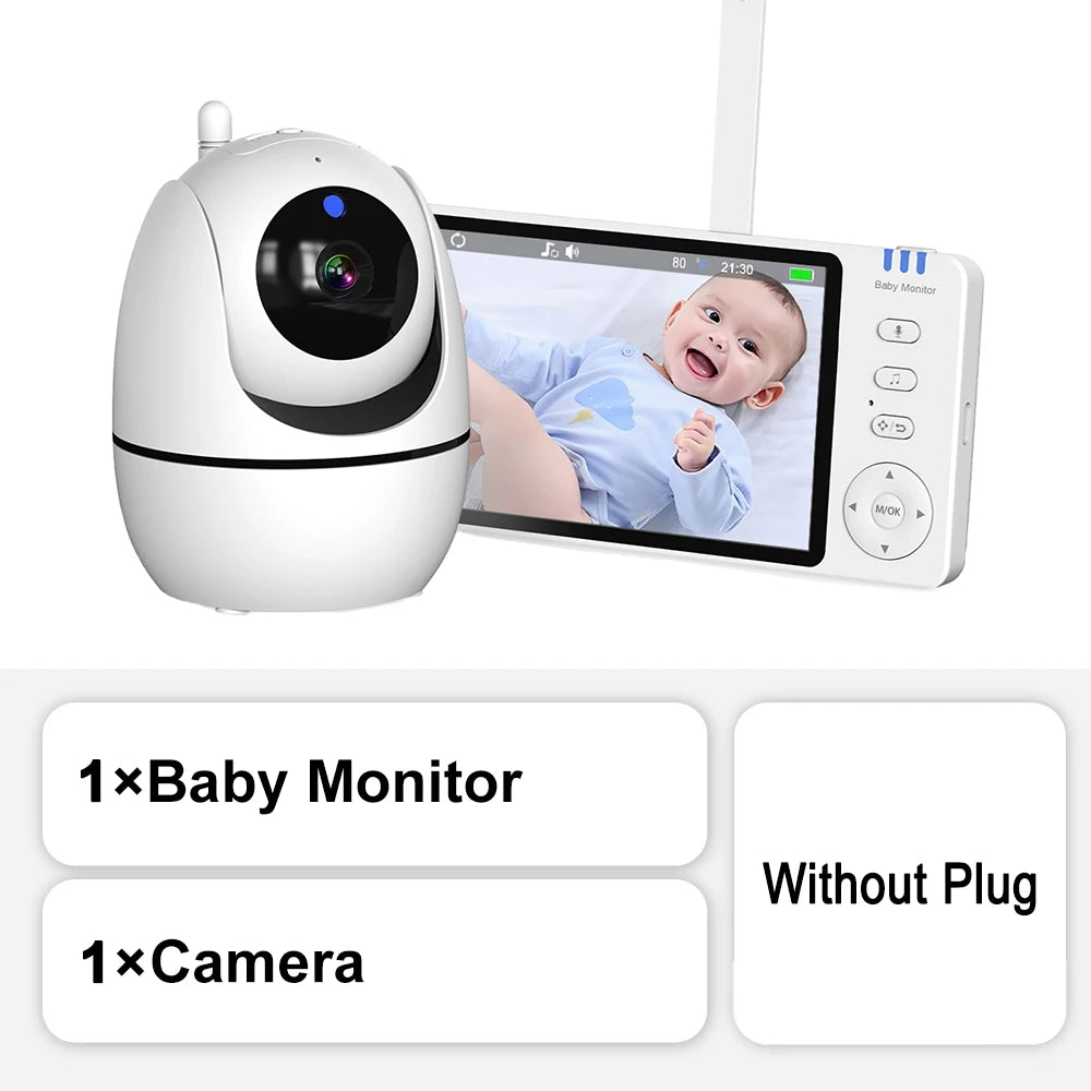 5-Inch HD Video Baby Monitor with PTZ Camera & Temperature Alerts
