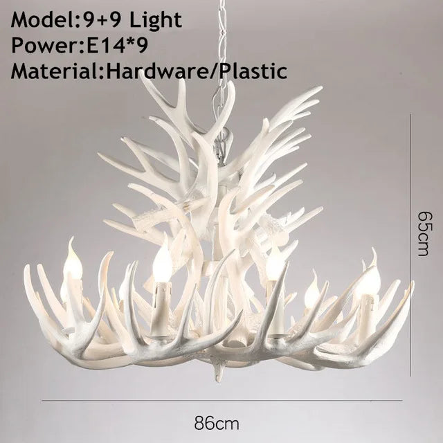 Vintage Deer Horn Pendant Light - Industrial Antler Chandelier