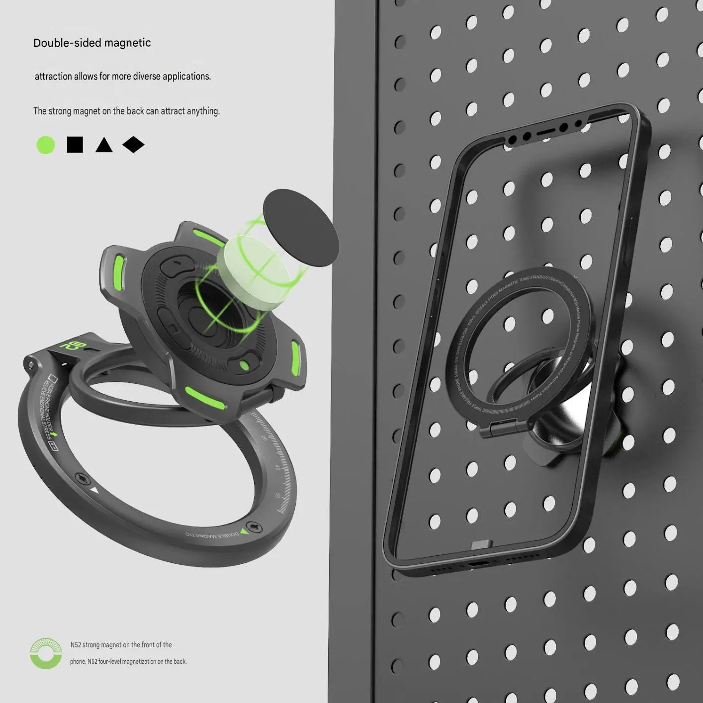 360° Rotatable Double-Sided Magnetic Phone Ring Stand - Luminous Toy