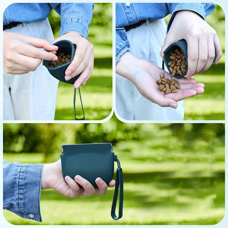 Portable Silicone Dog Treat Bag for Training & Walks